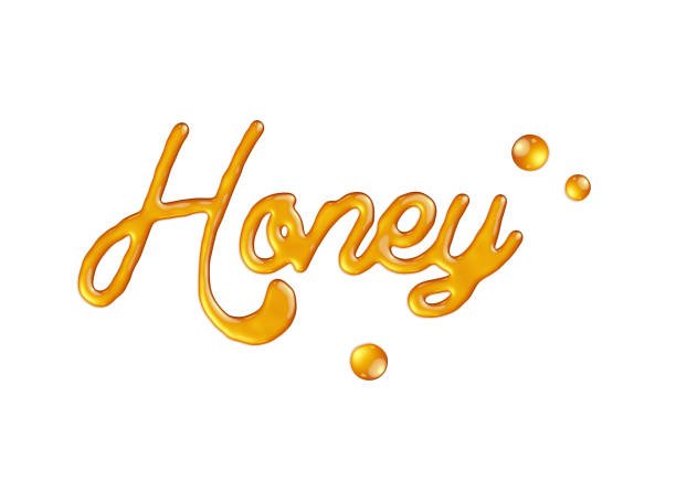 text with honey texture on white background.